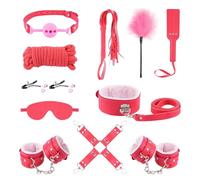 BDSM Kit Sex Bondage Restraints - Upgraded 11PCS Bondage Set with Adjustable Handcuffs Ankle Cuffs Collar Blindfold Silicone Ball Gag, Adult BDSM Sex Toys for Couples