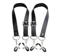 BDSM Labia Spreader Strap with Clamps Labia Clamps Spreader Strap Nipple Clamps and Clitoris clamp Adjustable SM Sex Toy for Women and Men