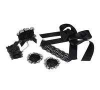 BDSM Lace Handcuffs Bondage Kit, Bedroom Blindfolded SM Play, Satin Blindfold Mask Lace Cuffs, Sticky Bra Heart Shaped Flower Petal Bra Cover, Satin womens sleep mask kit for use during gag time
