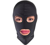 BDSM mask from FOPS 100% spandex SM mask S/M for slaves & role play stretches to 58 cm eyes & mouth open breathable & comfortable perfect for hot control & teasing black FOPS B23-1