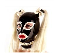 BDSM Mask Latex Mask Women's Masquerade Mask with Wig Sex Bondage Mask Latex Mask for SM Hood Sex Headgear Extreme Fetish Couple Sex Toy Rubber Mask(XXL)
