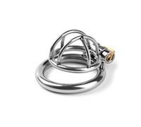 BDSM Metal Chastity Device for Men's Penis Cage,Anti-Cheating Lock System with Urethral Plug Adult Restriction Sex Toys White S 45Mm Flat Ring