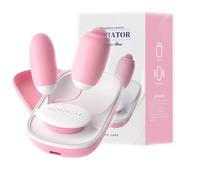 BDSM Mini Sucker Dildo G Spot Vibrators 12 Modes Anal Clitoral Nipple with Sucking Licking Thrusting Stimulation for Woman (Pink)