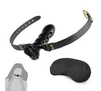 BDSM Mouth Gag with 4-Stage Adjustable Dildo Gag Bondage Set,Extreme Silicone Ball Gag,Bondage Mouth Gag for Training,Female SM Gag,SM Eye Patch,BDSM Toys Extreme Slave Fetish (Black)