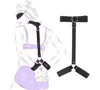 BDSM Neck to Wrist Restraints Bondage - Behind Back Handcuffs Collar Adjustable Bondage Bed SM Games Play Sex Toys for Couples, Adult Sex Toys Neck to Wrist Restraints Set