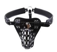 BDSM PU Leather Male Chastity Cage Belt Device Pants Underwear Lock Penis Rings Bondage Erotic Sex Toys for Men Adults Games