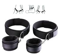 BDSM Restrain Bondage Set Padded Wrist Thigh Cuffs, Sex Toy for Women Adjustable Handcuffs Leg Straps Sexy Slave Beginner Kit for Couples SM Games Sweater Yoga
