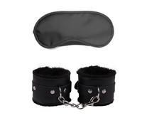 BDSM Set Sexy Leather Plush Erotic Handcuffs Flirt Feather Stick Bondage Kit Exotic Accessories Adult Games Sex Toys for Couples Black One Size