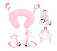 BDSM Sex Bondage Restraints Neck Support Sex Pillow, Thigh Restraint Sling Ankle Wrist Cuff Adjustable Straps Adult Sex Toys for Couples Position Support (Pink)