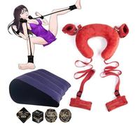 BDSM Sex Bondage Restraints Neck Support Sex Pillow, Thigh Restraint Sling Ankle Wrist Cuff Adjustable Straps Adult Sex Toys for Couples Position Support RED Sweater Yoga