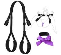 BDSM Sex Bondage Set with Handcuffs and Leg Straps Cuffs, Soft Satin Eye Mask Adjustable Wrist Thigh Restraint Ropes, SM Games Sex Toys for Couples Restraints Kit Unisex