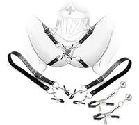 BDSM Sex Toy SM Bondage Set Restraints Kit Adjustable Leather Nipple Labia Clit Clamps for Beginners Couples Adults Women