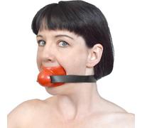 BDSM Silicone Mouth Gag with Tongue Fixation & Mouthpiece - Adjustable SM Mouth Gag in Faux Leather - Bondage Sex Toy for Slaves & Fetish Sessions - Unisex