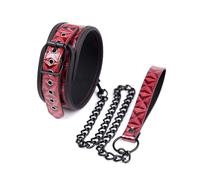 BDSM SM Collar Chocker with Leash, Adjustable Leather Fetish Neck Restraints Harness Belt Strap Collar with Leash Erotic Sex Toy for Couples Woman Ladies Adult Bondage Sex Flirt Slave Roleplay