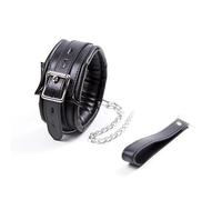 BDSM SM Collar with Traction Rope Leash Chain Soft Adjustable Sponge Leather Chocker Neck Restraints Harness Bondage Belt Straps for Woman Ladies, Adult Fetish Erotic Sex Toy for Couples Slave Play
