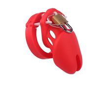 BDSM Soft Silicone Chastity Cage - Breathable Birdcage Design for Long-Term Wear Comfortable Lockable Cage Sex Toys Bondage Gear & Accessories Red S