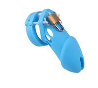 BDSM Soft Silicone Chastity Cage - Breathable Birdcage Design for Long-Term Wear Comfortable Lockable Cage Sex Toys Bondage Gear & Accessories Blue L