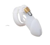 BDSM Soft Silicone Chastity Cage - Breathable Birdcage Design for Long-Term Wear Comfortable Lockable Cage Sex Toys Bondage Gear & Accessories White L