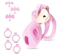 BDSMAGE Chastity Device Cock Cage for Gay, Double Lock Design Penis Cage, Love Lock Chastity Cage with 4 Cock Rings, Male Chastity Devices Sex Toys for Penis Prevent Erection (L)