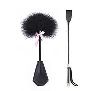 BDSMAGE Horse Riding Crop Feather Tickler SM Set, Leather Whip BDSM Bondage Set Spanking Paddle Adults Sex Toy for Couples Women Men