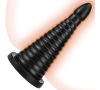 BDSMAGE Large Huge Butt Plug 9.84 Inch with Suction Cup for Hands-Free Masturbation, Anal Expander Erotic Sex Toys for Couples Women Men (Black)