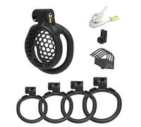 BDSMAGE Lightweight Chastity Device Penis Cages, Chastity Cage Body-Safe Cock Cage wit 4 Cockring for Men Penis Exercise, Adult Sex Toys BDSM Bondage for Penis Prevent Erection (Flat Ring)
