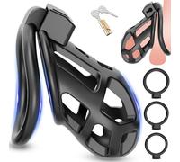 BDSMAGE Male Chastity Device Cock Cage with 3 Rings, Body-Safe Chastity Cage Male Sex Toys Penis Cages, Penis Prevent Erection Lock&Key, Adult Toys BDSM Bondage for Penis Exercise (M)