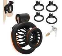 BDSMAGE New Shape Chastity Device Cock Cage, Small Chastity Cage for Gay Sissy, Penis Cage Adult Sex Toys for Penis Prevent Erection, Adult Abstinence Penis Bondage Men's Chastity Lock (Black)