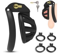 BDSMAGE Small Male Chastity Device Cock Cage for Gay Men Sissy, Penis Cage with 4 Cock Rings, Cock Cage Penis Prevent Erection Lock＆Key, Adult Sex Toys BDSM Bondage (Stub)