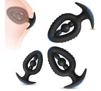 BDSMJOY 3 Sizes Butt Plug Set - S/M/L Anal Dildo Progressive,Butt Plugs Hollow Textured Anal Dilator for Progressive Training,Anal Plug Thrusting Dildo,BDSM Sex Toys Sex Games for Couples (Black)