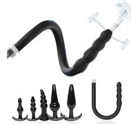 BDSMJOY Anal Toy 6 Piece Set - Anal Douche Shower Enema Douche Nozzle and 5 Butt Plug,Butt Vaginal Irrigation,Silicone Anal Beads for Men Women Safe Comfortable Cleaning,Anal Masturbation Sex Toy (A)