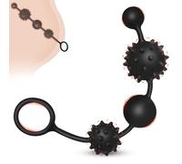 BDSMJOY Butt Plug Anal Beads Be Barbed,Beads Plug Thrusting Dildo Butt Plug Tail Strap Handle,Anal Sex Toys for Women and Men,Anal Plugs Multi-Pearl,Bedroom Toys for Couples(Black,M)
