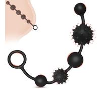 BDSMJOY Butt Plug Anal Beads Be Barbed,Beads Plug Thrusting Dildo Butt Plug Tail Strap Handle,Anal Sex Toys for Women and Men,Anal Plugs Multi-Pearl,Bedroom Toys for Couples(Black,L)