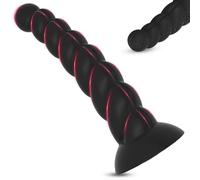 BDSMJOY Butt Plug Anal Plug Anal Toys,Silicone Dildo Suction Cup Dildos,New Threaded Dildos Anal Beads Penis Buttplug,Black Thrusting Dildo Butt Plugs,Adult Couples Sex Toys Men Women (Black, S)