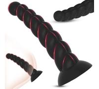 BDSMJOY Butt Plug Anal Plug Anal Toys,Silicone Dildo Suction Cup Dildos,New Threaded Dildos Anal Beads Penis Buttplug,Black Thrusting Dildo Butt Plugs,Adult Couples Sex Toys Men Women (Black, L)