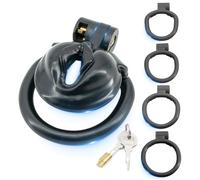 BDSMJOY Chastity Cage Cock Cage Flat Chastity Cage Male Chastity Device Dick Bondage,Lightweight Small Penis Cages Mens with 4 Sizes Cock Ring Adult Toys (Black)