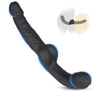BDSMJOY Dildo Anal Dildo Double Ended,Strap on Penis Double Dick Long Penis Thrusting Dick Realistic Penis Black Cock Mega,BDSM Sex Toys,Sex Toys for Women,Lesbian G-spot Stimulator (Black-a)