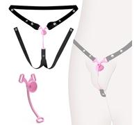 BDSMJOY Flat Chastity cage Male Flat Cage with Chastity Belt,Chastity Device Elastic Band,Anti-Fall Auxiliary,Special Flat Devices for Sissy Disguise,Negative Inverted Devices for Men (Pink, Short)