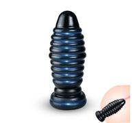 BDSMJOY Large Butt Plug XXL Dildo Giant Dildo Anal Toys Stimulator S&M Trainer Gifts Adult Gay Woman Men Sex Toys Games,Ribbed Plug-Pleasure Enhancing Anal Plug Increased Sensations (Black)