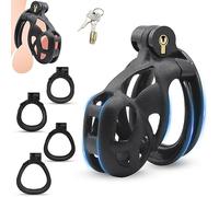 BDSMJOY Male Chastity Device Cock Cage with 4 Cock Rings, Adult Sex Toys BDSM Bondage for Sexual Punishment Game for Couples, Penis Cage Chastity Case for Penis Prevent Erection (M)