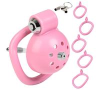 BDSMJOY Male Chastity Device Cock Cage with Hollow Urethra Dilator, Sex Toys Chastity Cage Cock Cage Penis Cage, Adult Sex Toy BDSM Bondage for Man Penis Exercise (Pink)
