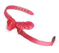 BDSMJOY Realistic Dildo Penis Gag Mouth, Silicone Mouth Gag Adult Adjustable Leather Strap, Ball Gag Bondage Gag SM Mouth Open Leather Flirting Sex Toy (Red)
