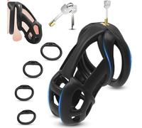 BDSMJOY Sex Toys Chastity Cage Cock Cage, Lightweight Chastity Device Penis Cages 4 Sizes Cock Rings, Sexual Punishment Game for Couples (L)