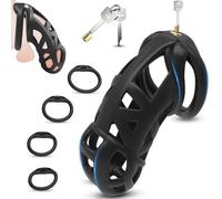 BDSMJOY Sex Toys Chastity Cage Cock Cage, Lightweight Chastity Device Penis Cages 4 Sizes Cock Rings, Sexual Punishment Game for Couples (XXL)