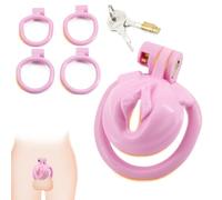 BDSMJOY Sex Toys Chastity Cage Cock Cage, Sissy Penis Cage with 4 Sizes Cock Rings, Male Chastity Devices Sex Toys for Sexual Punishment Game for Couples (Pink)
