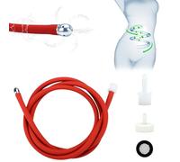 BDSMJOY Silicone Anal Douche Enema Hose with 5 Water Outlet, Enema Bulb Anal Cleaner Enema for Men & Women, Anal Toy Anal Plug Butt Plug for Anal Douche Colon Cleaning (Red 100cm)