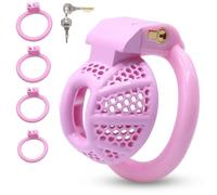 BDSMJOY Small Cock Cage Male Chastity Device, Penis Cage with 4 Different Sizes Ring, Chastity Cage Adult Sex Toys Chastity Bondage Chastity Device (Pink, Stub)