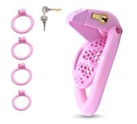 BDSMJOY Small Cock Cage Male Chastity Device, Toy Penis Cage with 4 Different Sizes Ring, Chastity Cage Adult Sex Toys Chastity Bondage Chastity Device (Pink, Innie)