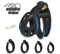 BDSMLOVE Resin Chastity Cage Cock Cage, Penis Cages with 4 Sizes Removable Cock Rings, Penis Bondage for Beginner Prevent Erection, Restraint Male Chastity Lock Male Adult Sex Toy (S)
