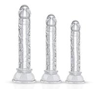 BDSMYOU Clear Mini Dildo Set with Suction Cup,Realistic Dildo 3 Gradual Sizes for Training & Teasing,Butt Plug Anal Toys for Anal or Vaginal Play,Sex Toyscouples for Couples